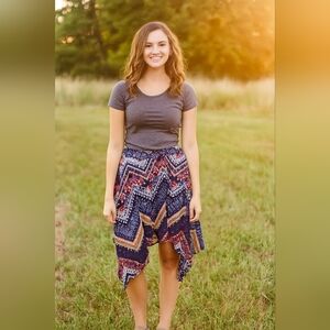 VANITY Boho‎ Y3K Colorful Cowgirl Artsy Geometric Patterned Western Skirt L